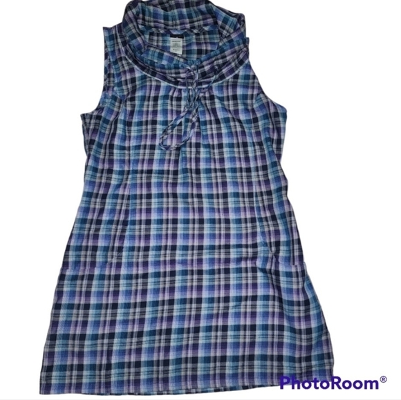 Patagonia Fortuity Flannel Tunic Dress Size 6 Plaid Sleeveless Casual Short - Picture 2 of 6